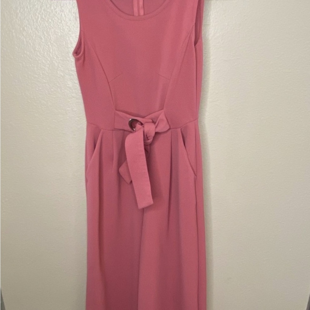 Couture Sleeveless Rose Pink Crop leg romper with Tie Waist